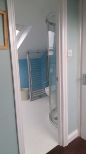 En suite shower room 169x300 - En-suite shower of Shared Lives South West Carers Ruth and Karl