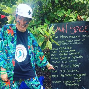 Karen Port elliot 300x300 - Karen who has been supported by Shared Lives South West Caerers Jou and Bou to realise her dreams as a DJ and she played Port Eliot Festival