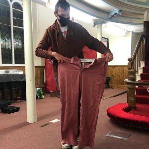 jamie 7 trousers web 300x300 - Jamie who uses SLSW services has lost over 7 stone