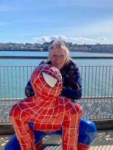 Jayne and Spiderman e1688979088200 225x300 - With Spiderman - Shared Lives South West Carer Jayne